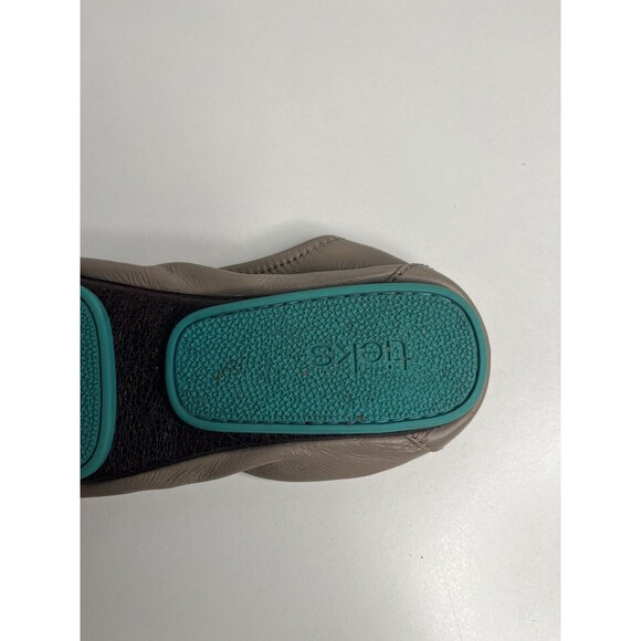 TIEKS by Gavrieli Taupe Ballet Flats Size 6 Classic Foldable Full Grain Leather - Picture 2 of 6